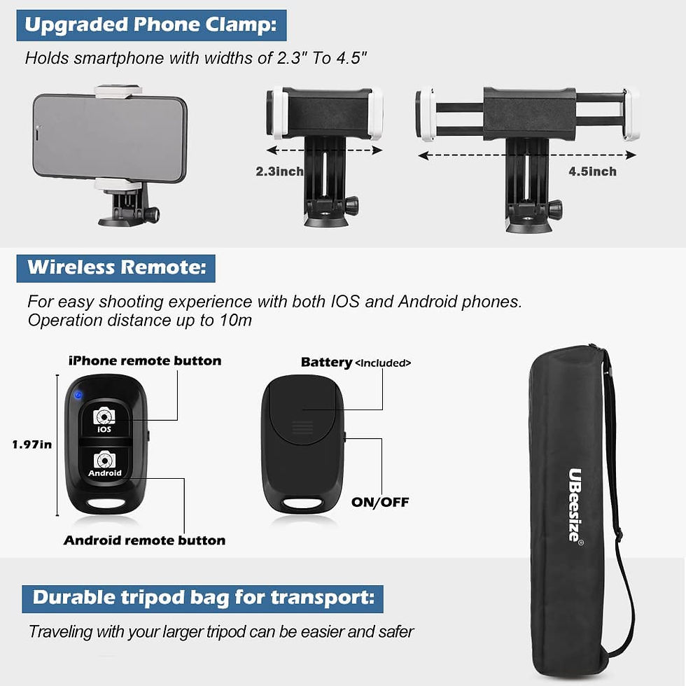 Miniature : UBeesize 67” Camera Tripod with Travel Bag, Cell Phone Tripod with Wireless R