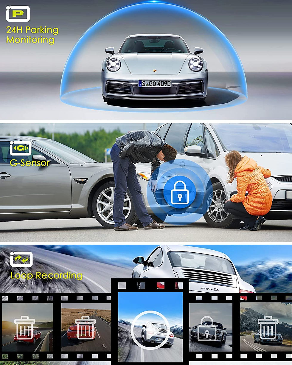 サムネイル： 4K Mirror Dash Cam with GPS WiFi,12" Voice Control Touch Screen Dash Cam Front 
