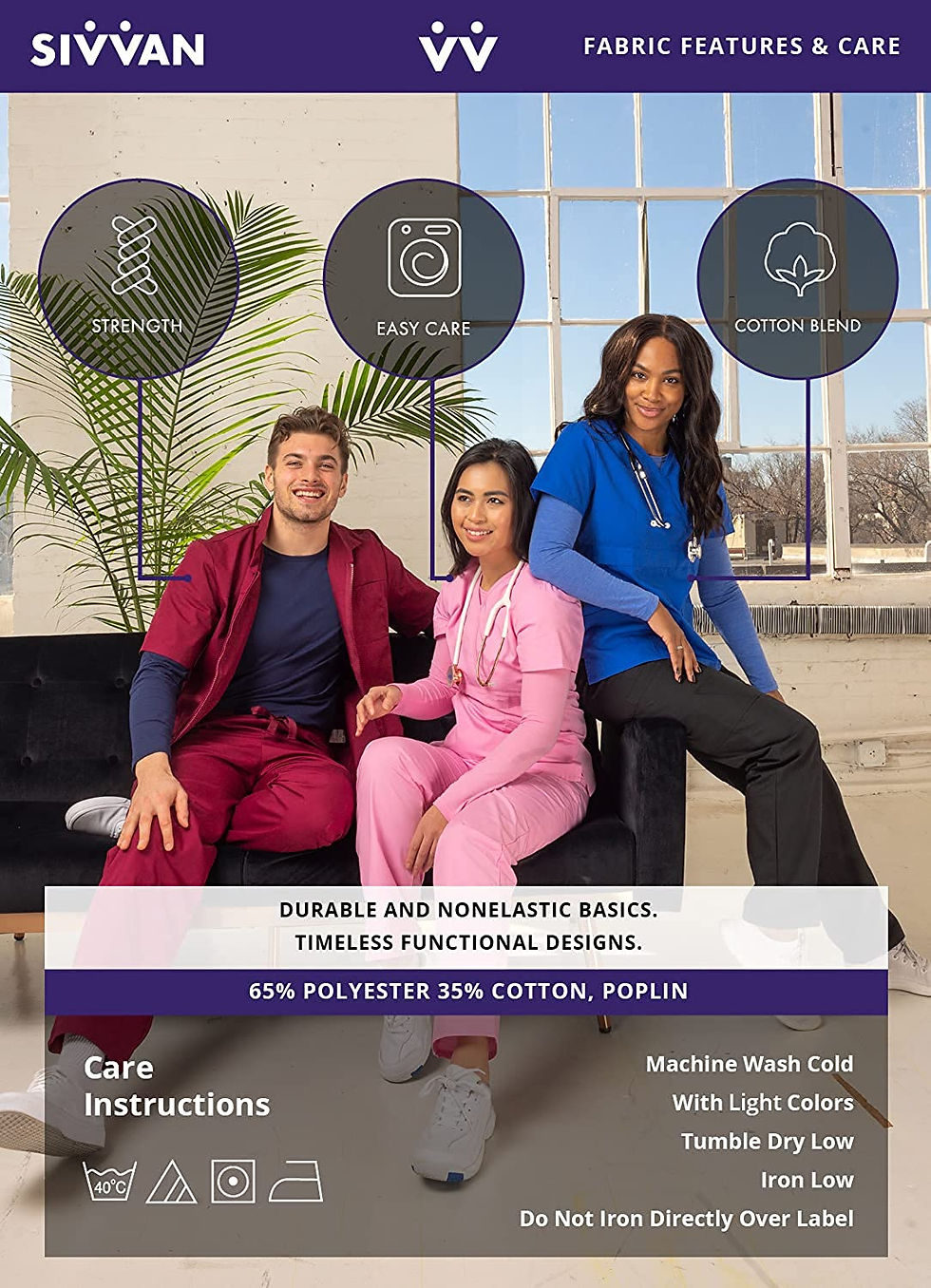 थंबनेल: SIVVAN Scrubs for Women - Front Snap Warm - Up Jacket