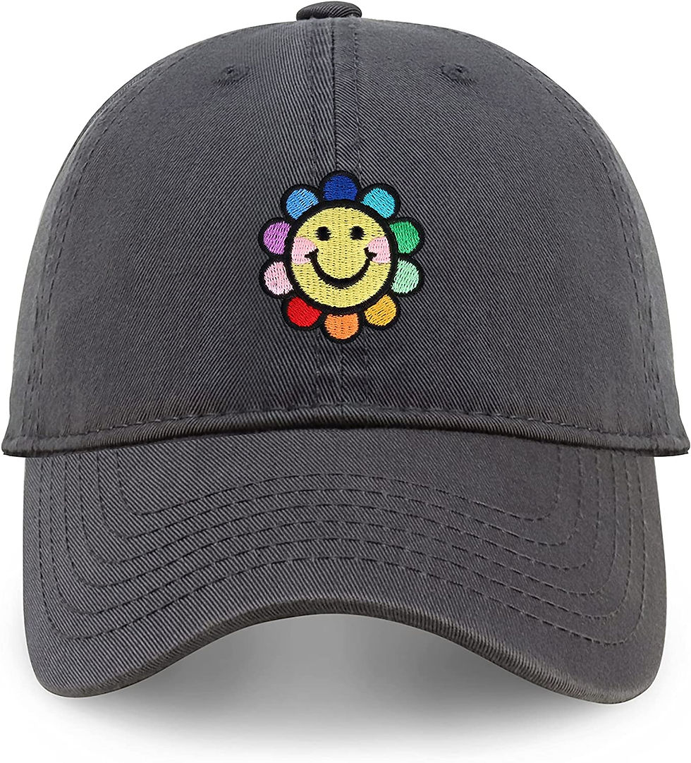 थंबनेल: CHOK.LIDS Smiley Face Hat Embroidered Baseball Caps Trending Smile Flower Desig