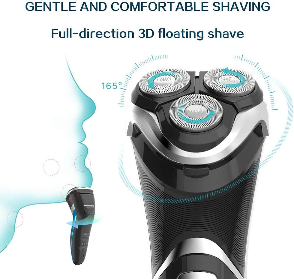 サムネイル： Men's Electric Razor MAX-T Quick Rechargeable Rotary Shaver with LCD Display Po