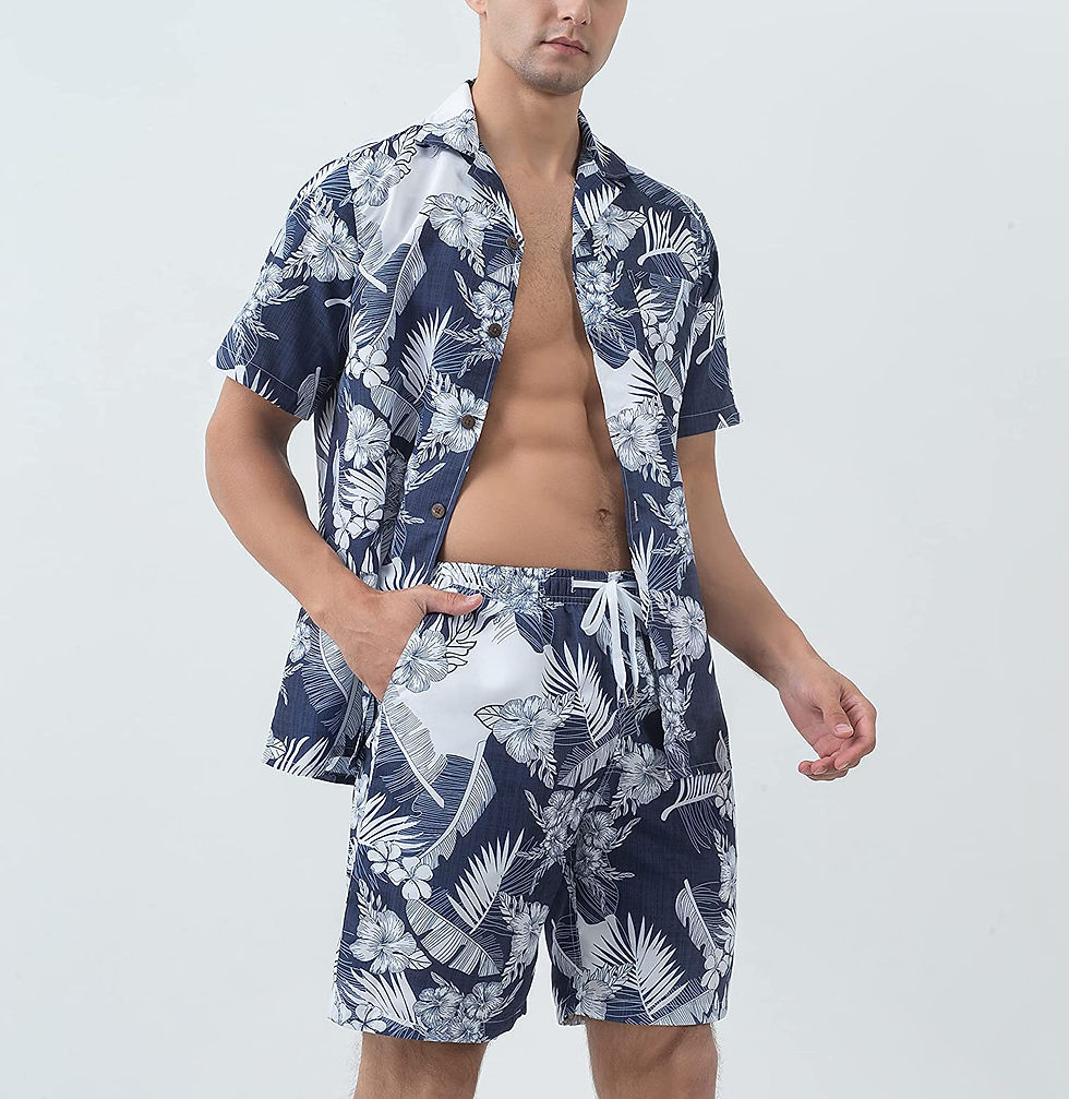 Miniature : Year In Year Out Hawaiian Shirts and Shorts Sets for Men Regular Fit Casual Haw