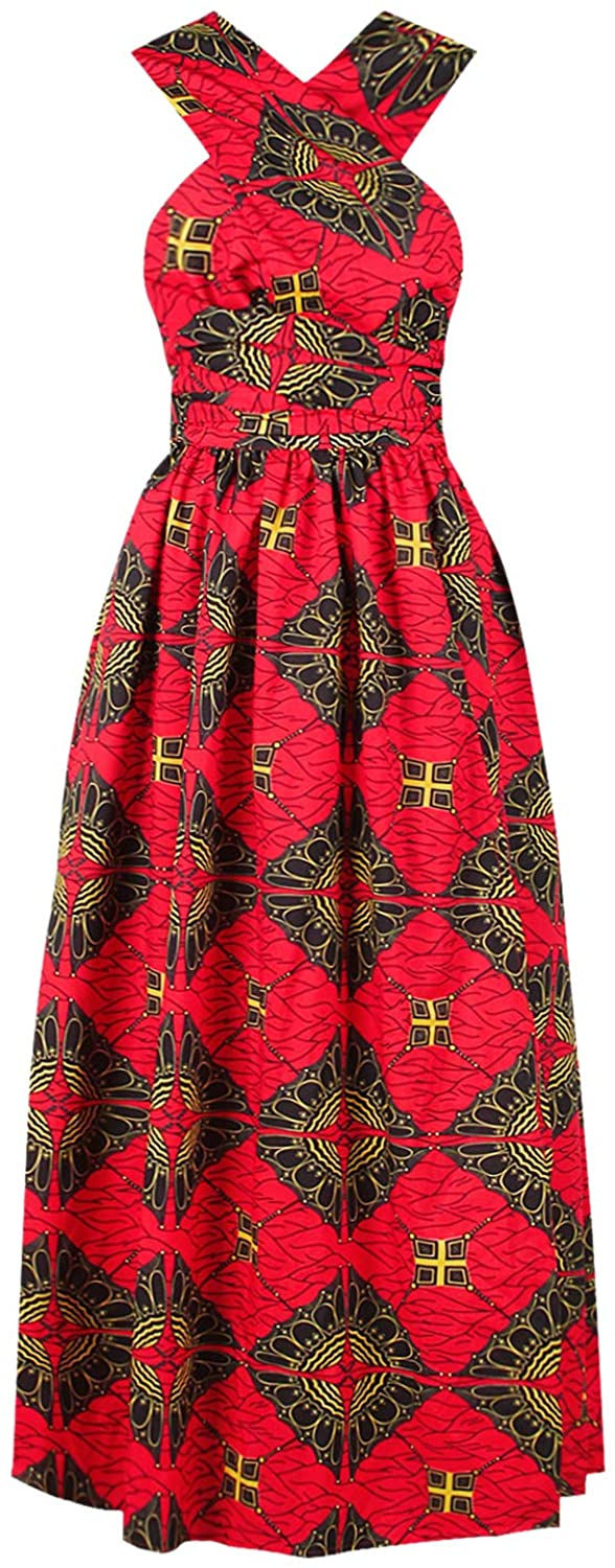 Thumbnail: Vimoisa Women Sexy Boho African Dress Long Maxi Dress V-Neck Multi-Way Dress Pl