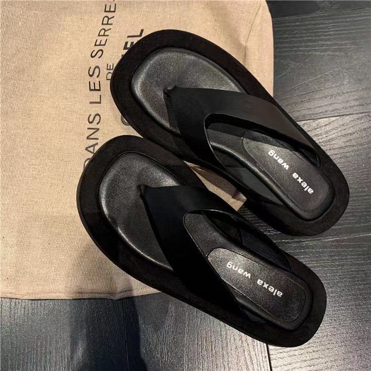 Miniatura: Fashion Trend Thick Bottom Women Flat Leather Slippers Genuine Leather Latest F