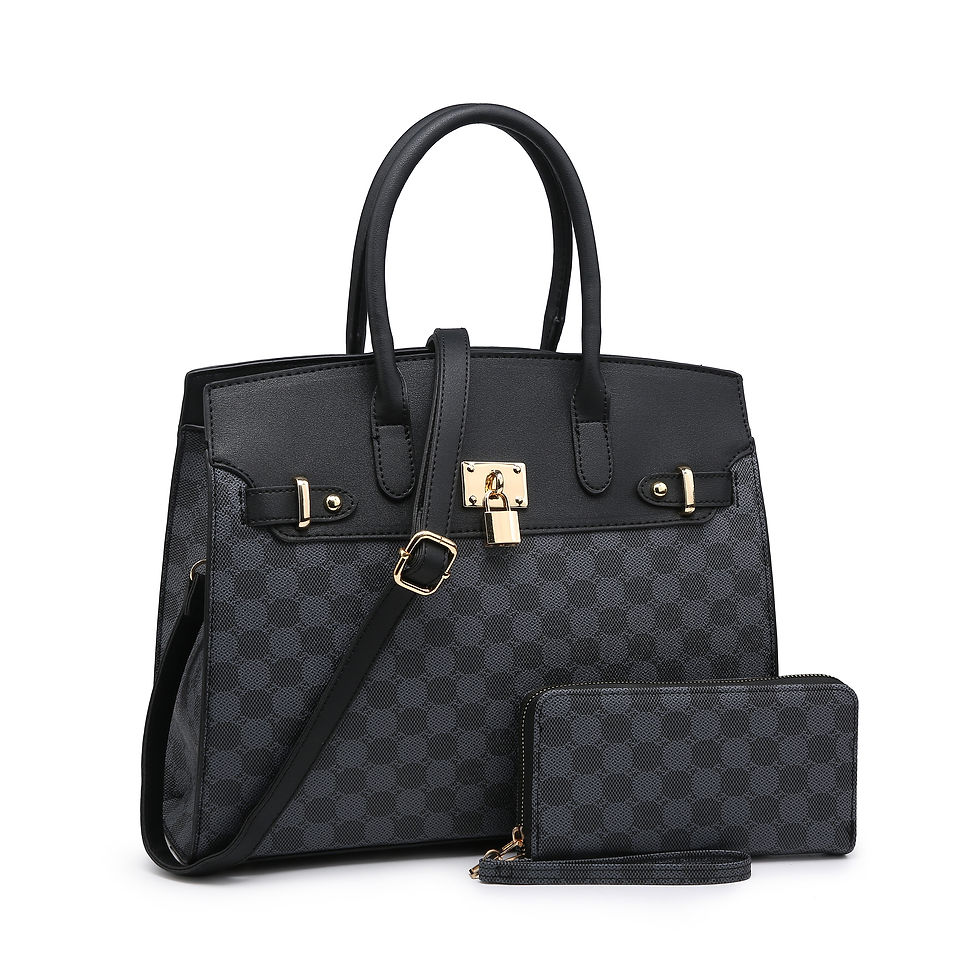 Миниатюра: Poppy Vegan Leather Top Handle Satchel Handbag Tote Bag with Wallet & Shoulder 