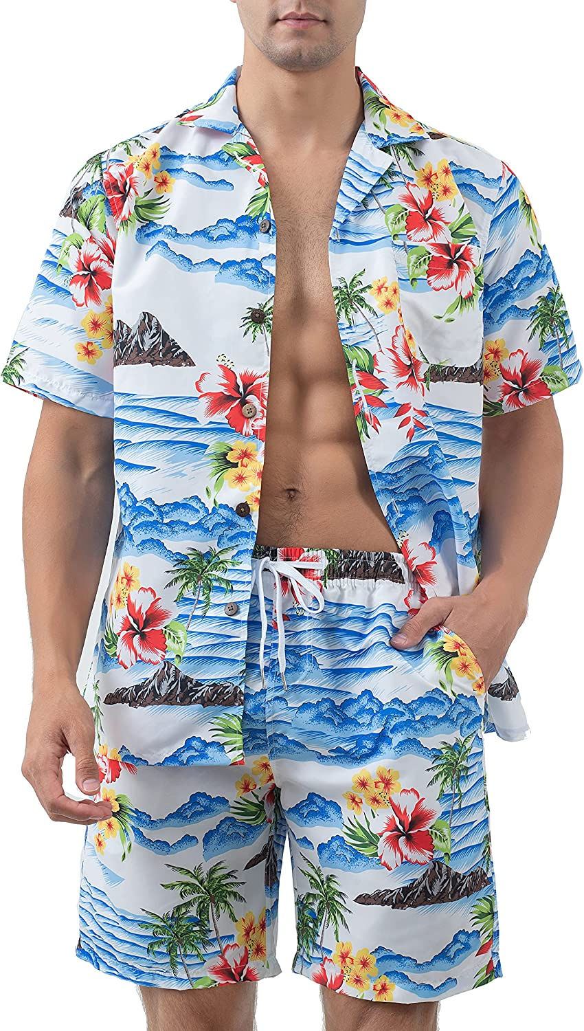 Miniature : Year In Year Out Hawaiian Shirts and Shorts Sets for Men Regular Fit Casual Haw