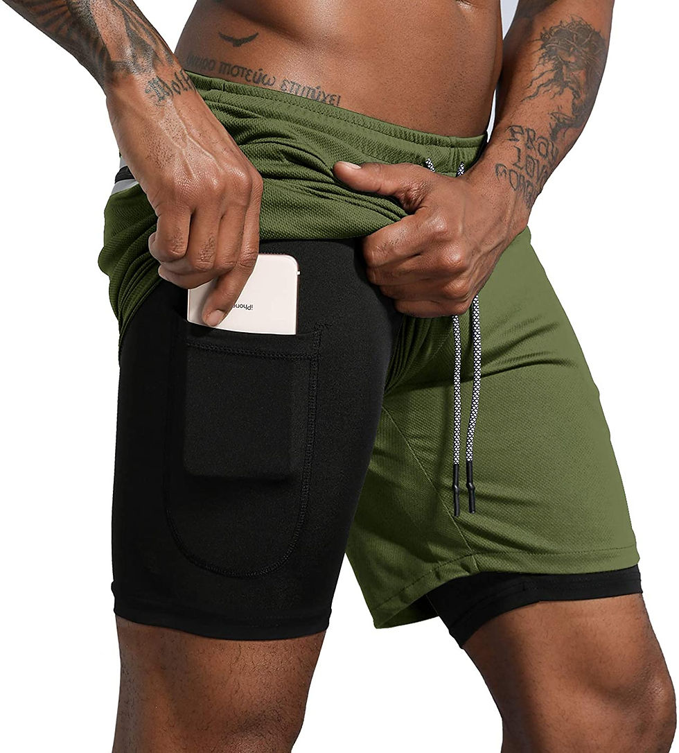 Miniatura: Leidowei Men's 2 in 1 Workout Running Shorts Lightweight Training Yoga Gym 7" S