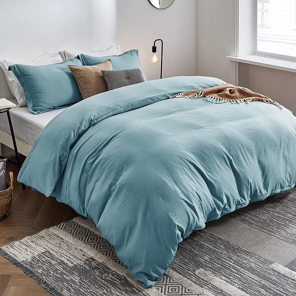 Thumbnail: Bedsure Grayish Blue Duvet Covers Queen Size - Washed Duvet Cover, Soft Queen D