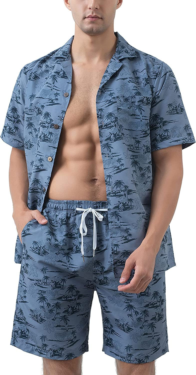 Miniature : Year In Year Out Hawaiian Shirts and Shorts Sets for Men Regular Fit Casual Haw