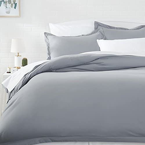 الصورة المصغرة: Amazon Basics Light-Weight Microfiber Duvet Cover Set with Snap Buttons - King,