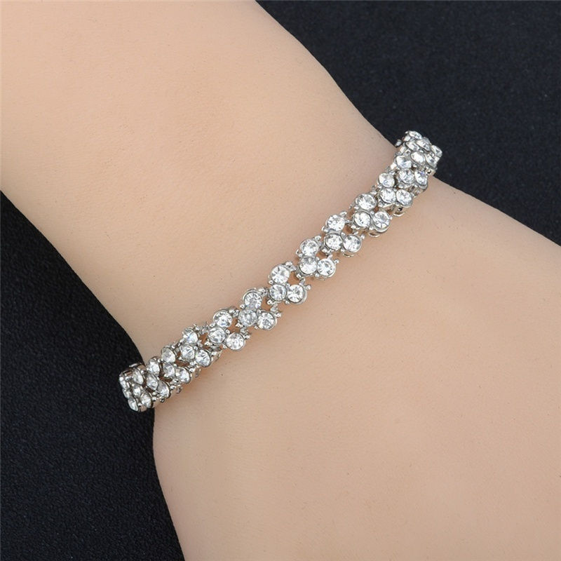 サムネイル： 2021 New Fashion Roman Style Woman 925 Sterling Silver Crystal Diamond Bracelet