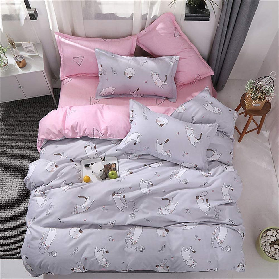 الصورة المصغرة: Xiongfeng Kids Duvet Cover Set Queen Size Girls Peach Fruit Printed Blush Pink 