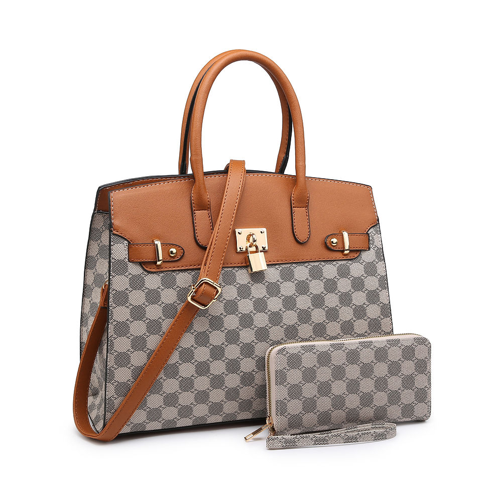Миниатюра: Poppy Vegan Leather Top Handle Satchel Handbag Tote Bag with Wallet & Shoulder 