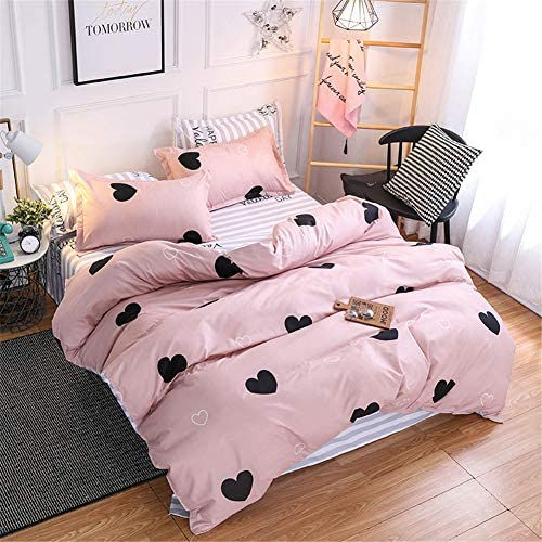 الصورة المصغرة: Xiongfeng Kids Duvet Cover Set Queen Size Girls Peach Fruit Printed Blush Pink 