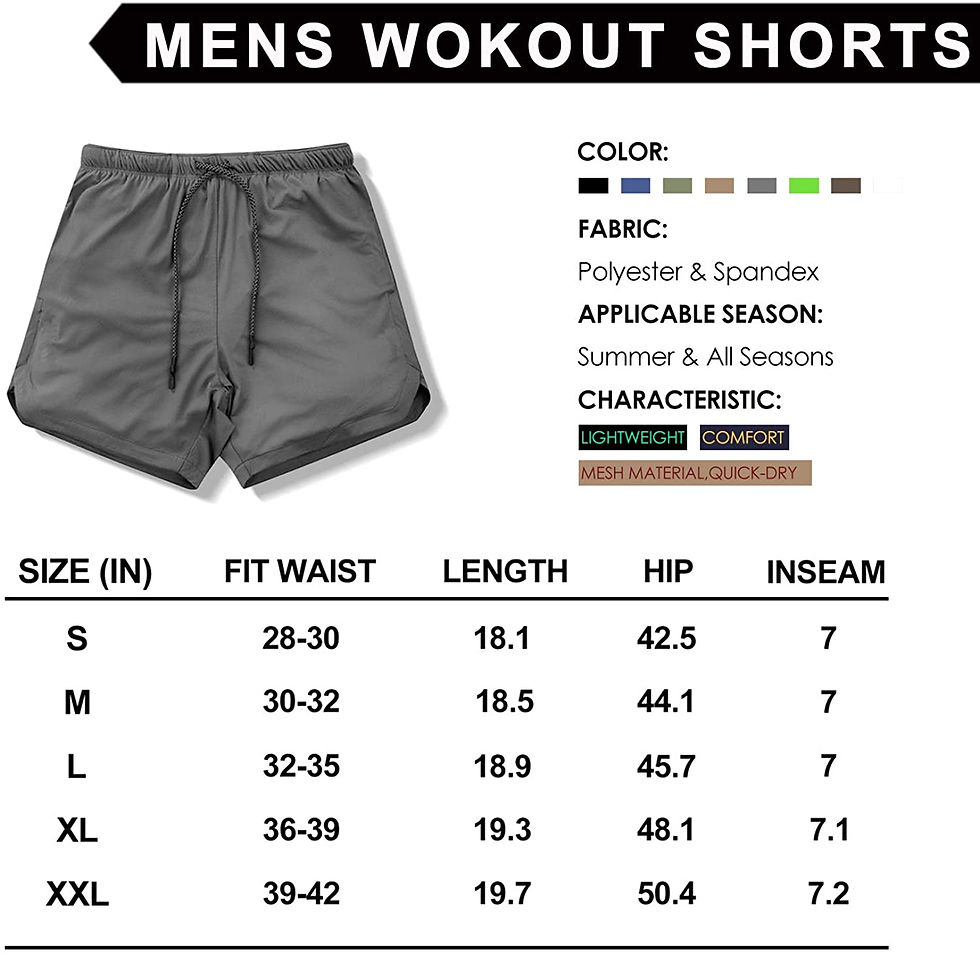 Miniatura: Leidowei Men's 2 in 1 Workout Running Shorts Lightweight Training Yoga Gym 7" S