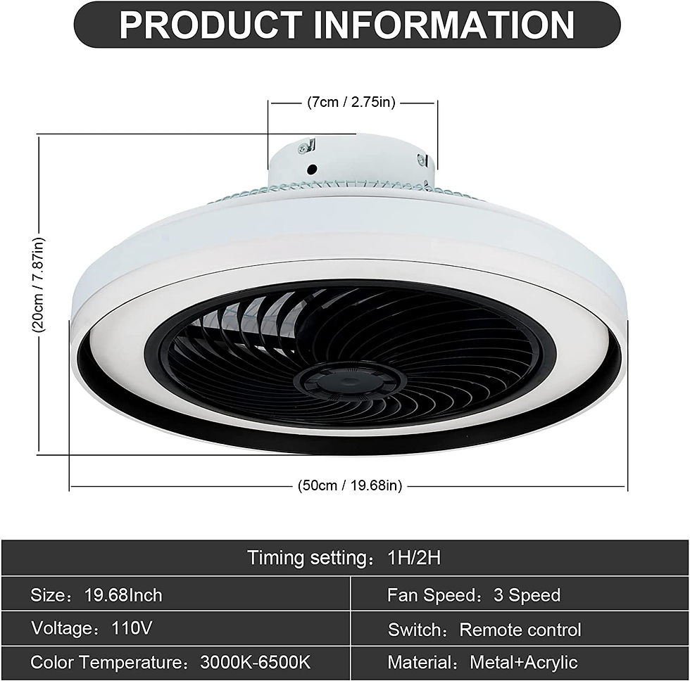 Thumbnail: 20" Modern Ceiling Fan with Lights ,Enclosed Low Profile Fan Light, Flush Mount