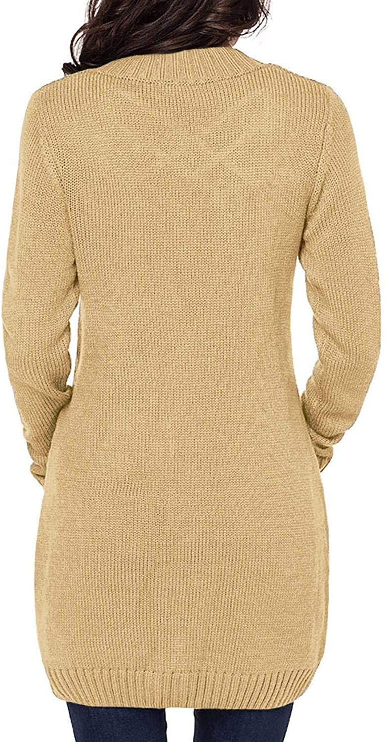 Miniature : Uniarmoire Women Long Sleeve Pocket Knit Cardigans Button Cable Sweater Coat