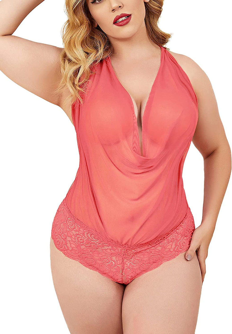 Thumbnail: Avidlove Women Sexy Lingerie Teddy One Piece Lace Halter Babydoll Bodysuit