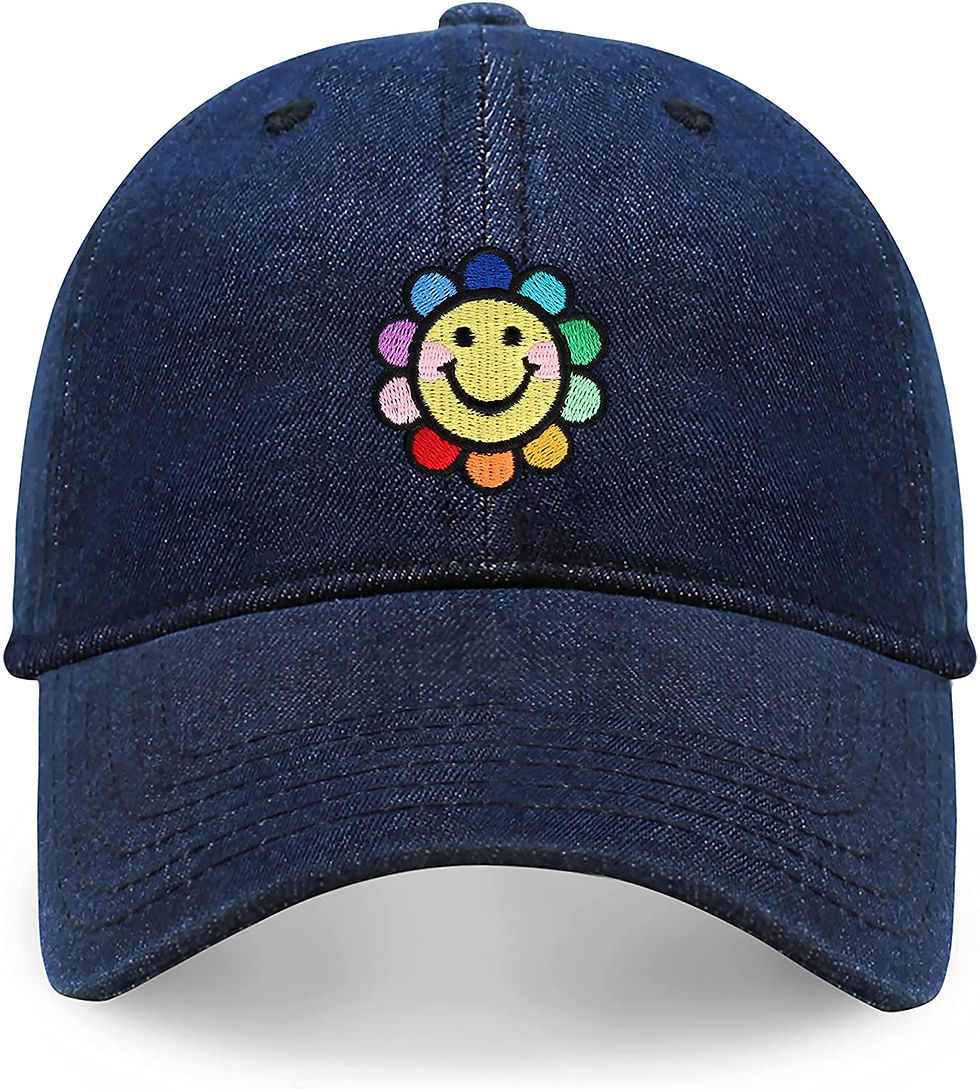 थंबनेल: CHOK.LIDS Smiley Face Hat Embroidered Baseball Caps Trending Smile Flower Desig