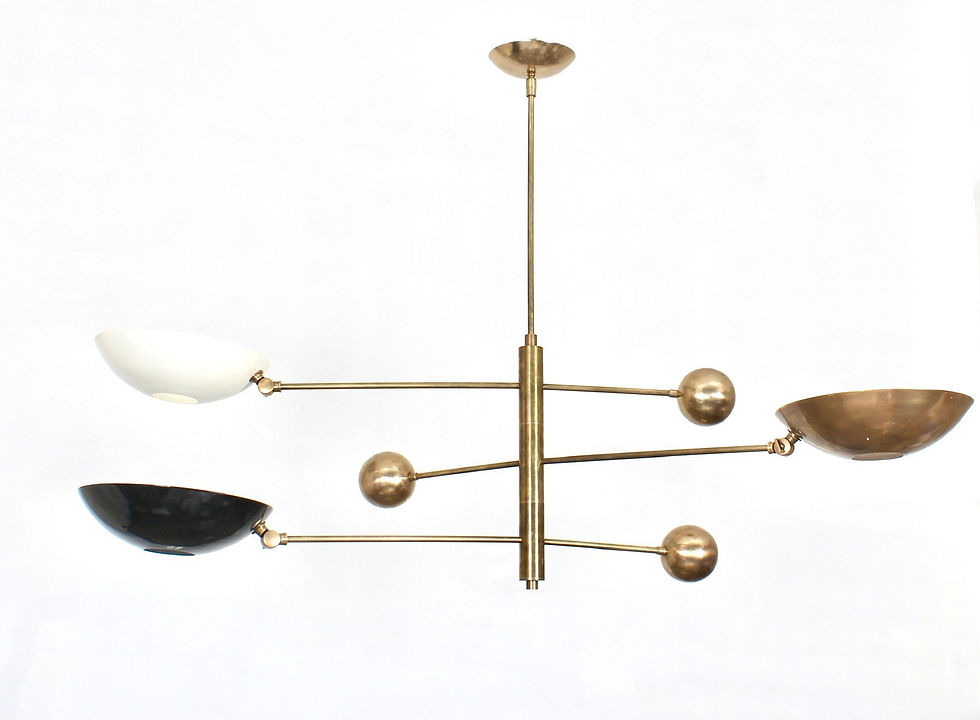 Thumbnail: 3 Light Pendant Mid Century Modern Raw Brass Sputnik chandelier light Fixture