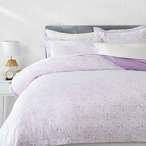 الصورة المصغرة: Amazon Basics Light-Weight Microfiber Duvet Cover Set with Snap Buttons - King,