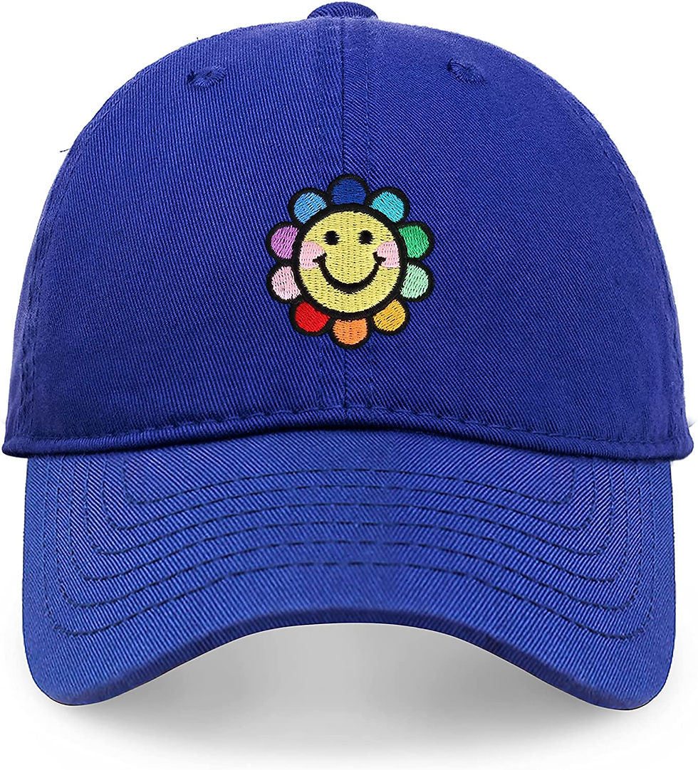 थंबनेल: CHOK.LIDS Smiley Face Hat Embroidered Baseball Caps Trending Smile Flower Desig