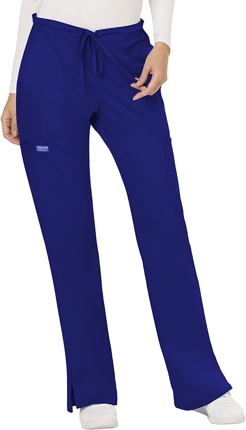 Thumbnail: CHEROKEE Womens Mid Rise Moderate Flare Drawstring Pant