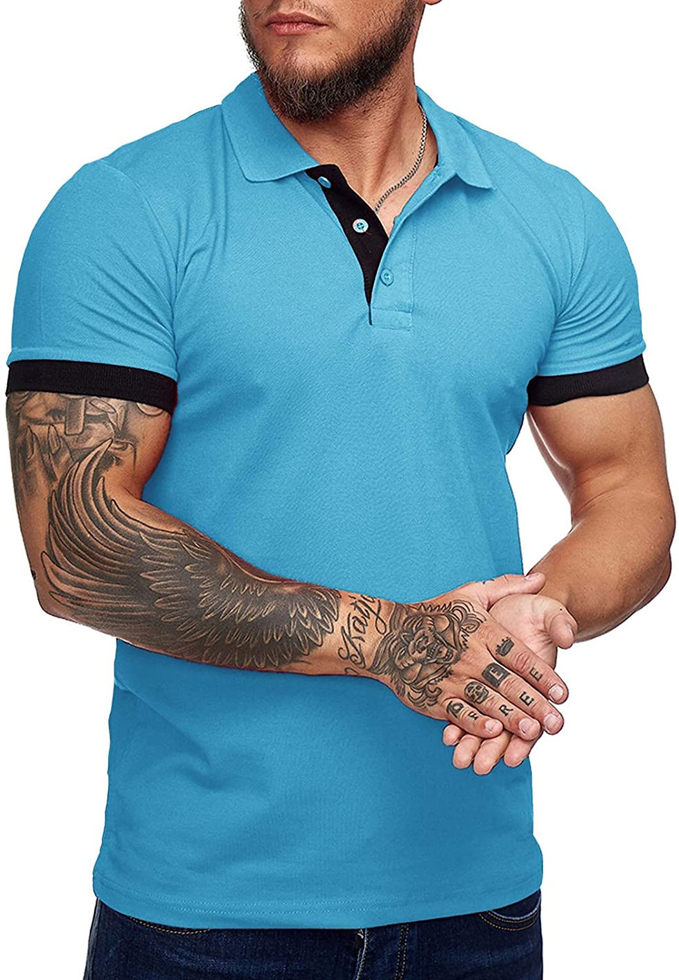 الصورة المصغرة: Zuoyouzi Men's Short Sleeve Casual Slim Fit Polo Shirts Basic Designed Classic 