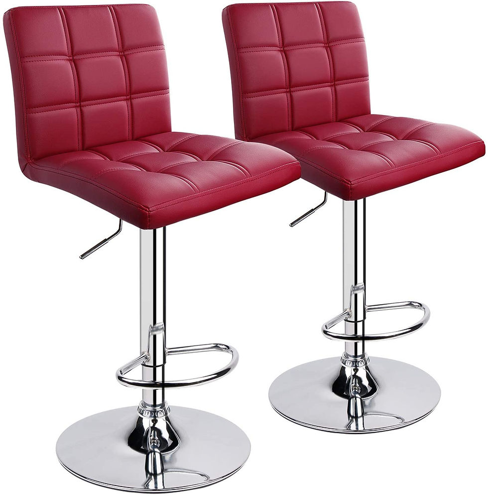 Thumbnail: Leopard Modern Square PU Leather Adjustable Bar Stools with Back, Set of 2, Cou