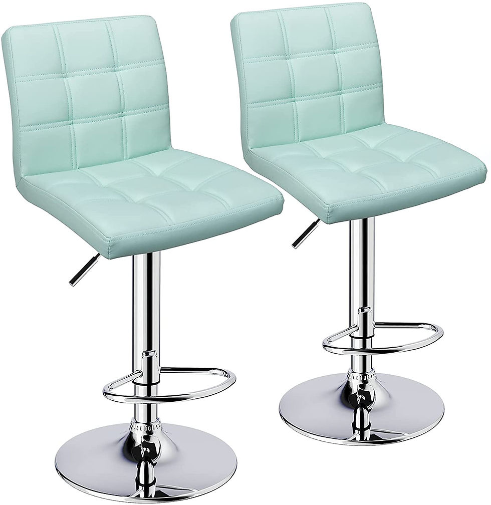 Thumbnail: Leopard Modern Square PU Leather Adjustable Bar Stools with Back, Set of 2, Cou