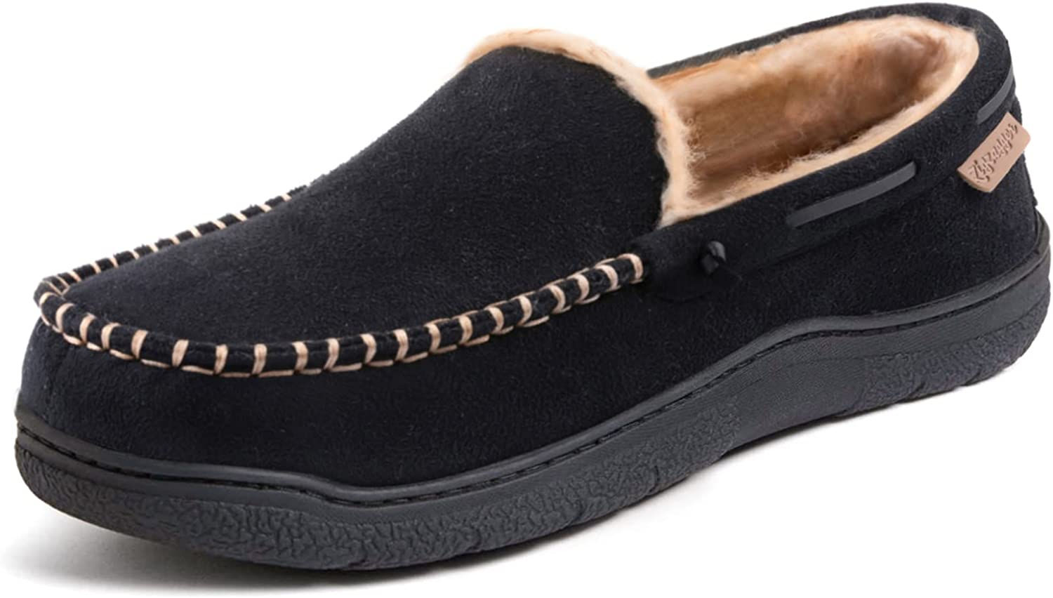Zigzagger Men's Moccasin Slippers Memory Foam House Shoes
