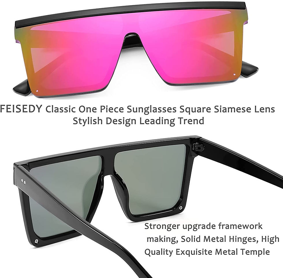 Miniature : FEISEDY Women Men Flat Top Shield Sunglasses Oversized Square Rimless Shades UV