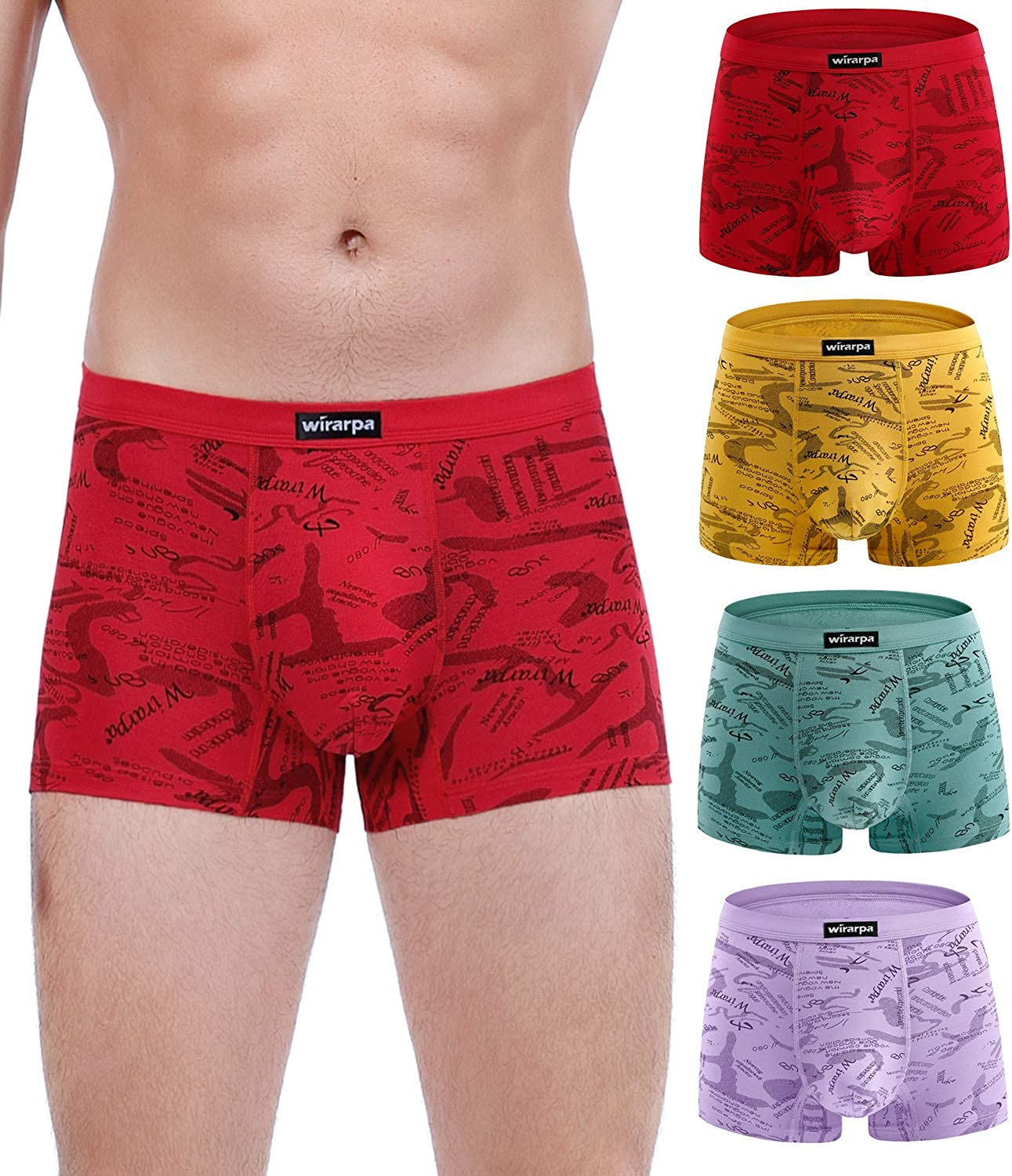 wirarpa Men's Underwear Modal Ultra Soft Boxer Briefs Covered Waistband Short L