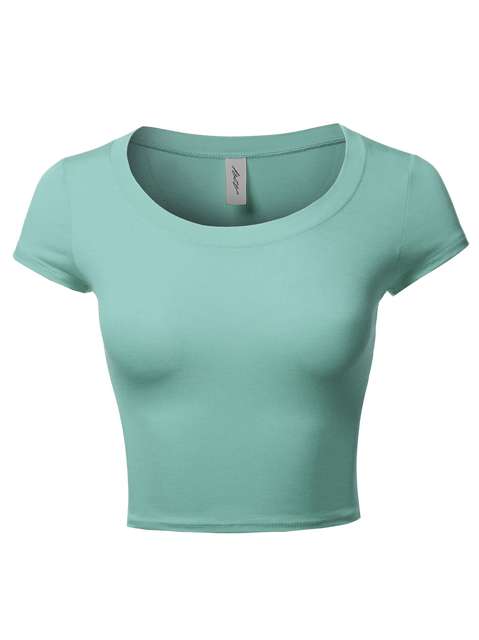 Миниатюра: A2Y Women's Basic Solid Printed Scoop Neck Cap Sleeve Fitted Crop Rayon Top Tee