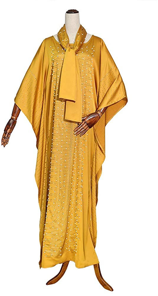 Thumbnail: HD Long African Dresses for Women Fashion Beading Rhinestone Kaftan Maxi Dress