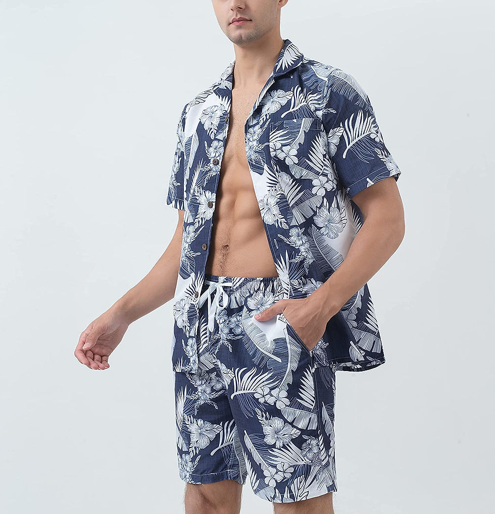 Miniature : Year In Year Out Hawaiian Shirts and Shorts Sets for Men Regular Fit Casual Haw