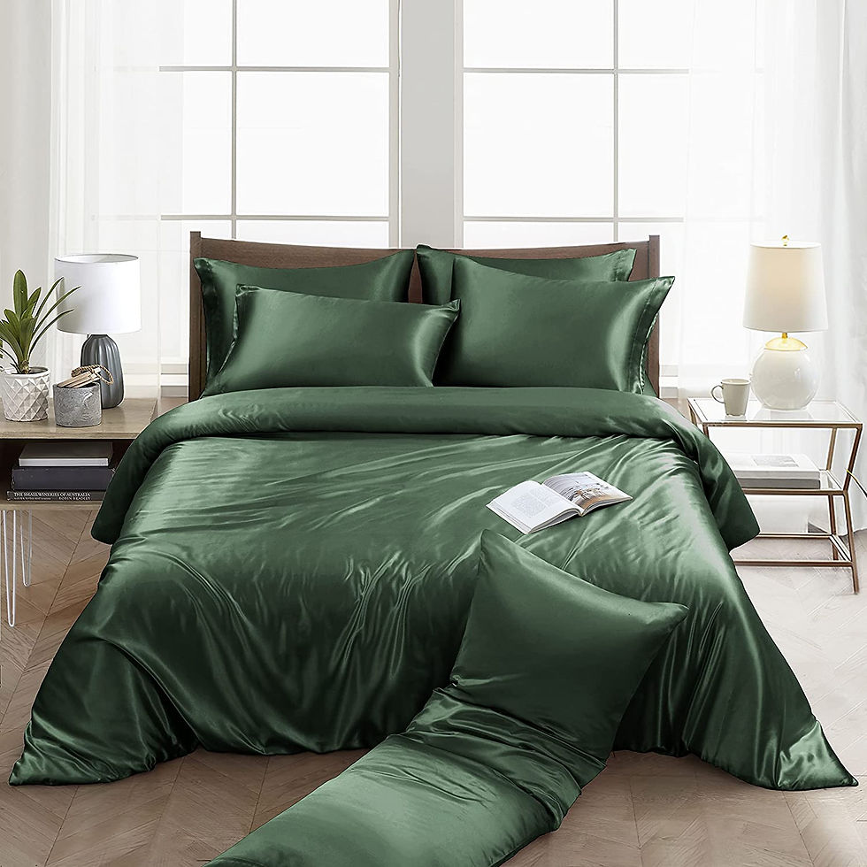 Thumbnail: Ersmak 6 Pieces Satin Duvet Cover Full/Queen Size Luxury Silky Bedding Duvet Co