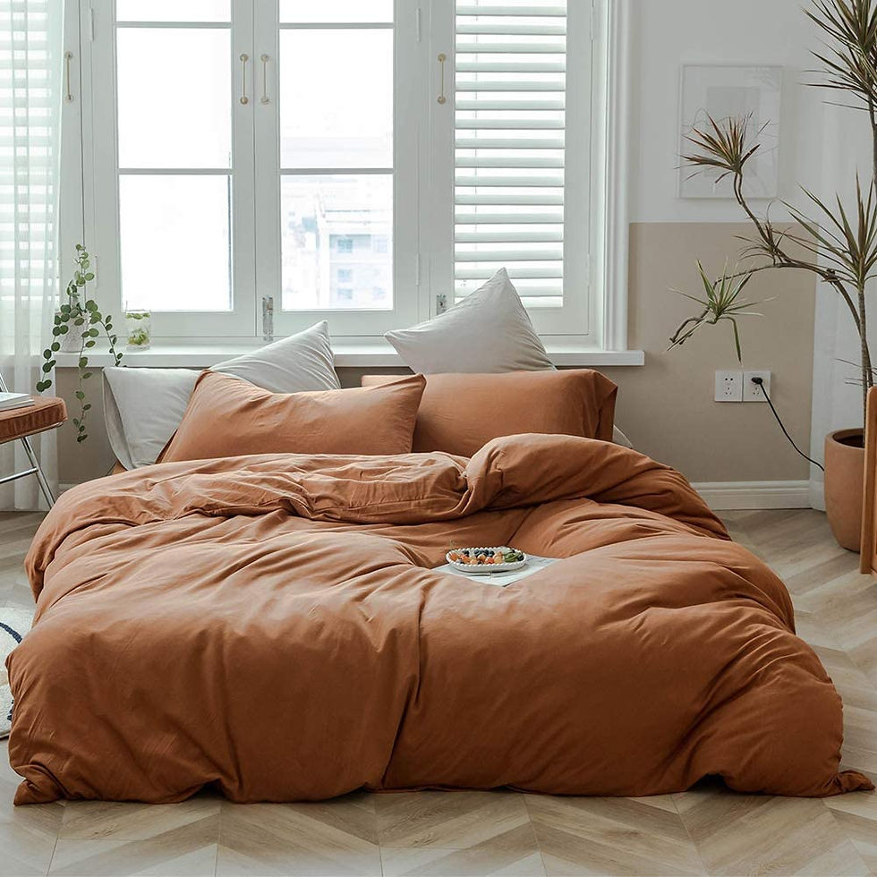 الصورة المصغرة: Washed Cotton Duvet Cover Dark Green Reversible Solid Color Bedding Set Modern 
