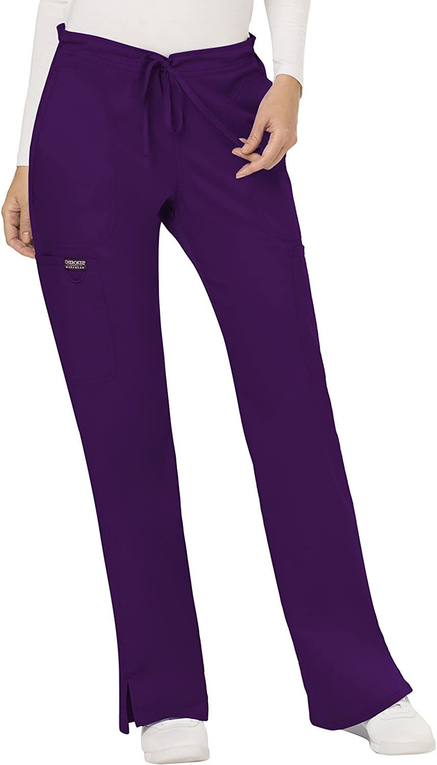 Thumbnail: CHEROKEE Womens Mid Rise Moderate Flare Drawstring Pant