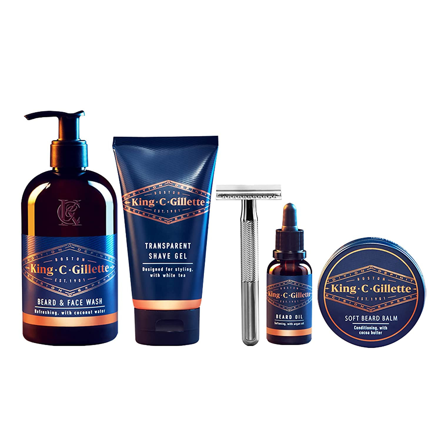 King C. Gillette Complete Men's Beard Care Gift Kit, Double Edge Safety Razor,