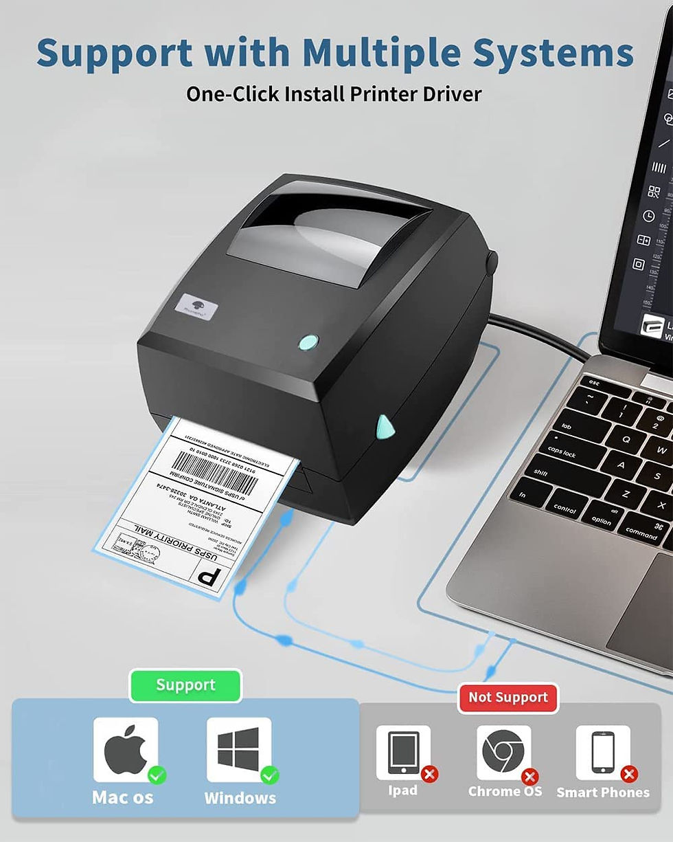 サムネイル： 4x6 Shipping Label Printer - 150mm/s Desktop Label Printer Thermal Label Maker 