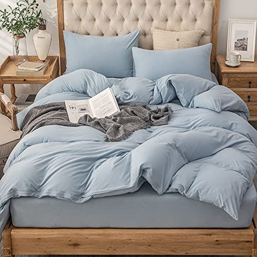 الصورة المصغرة: PURE ERA Jersey Knit Duvet Cover Set 100% T-Shirt Cotton Super Soft Comfy, Soli