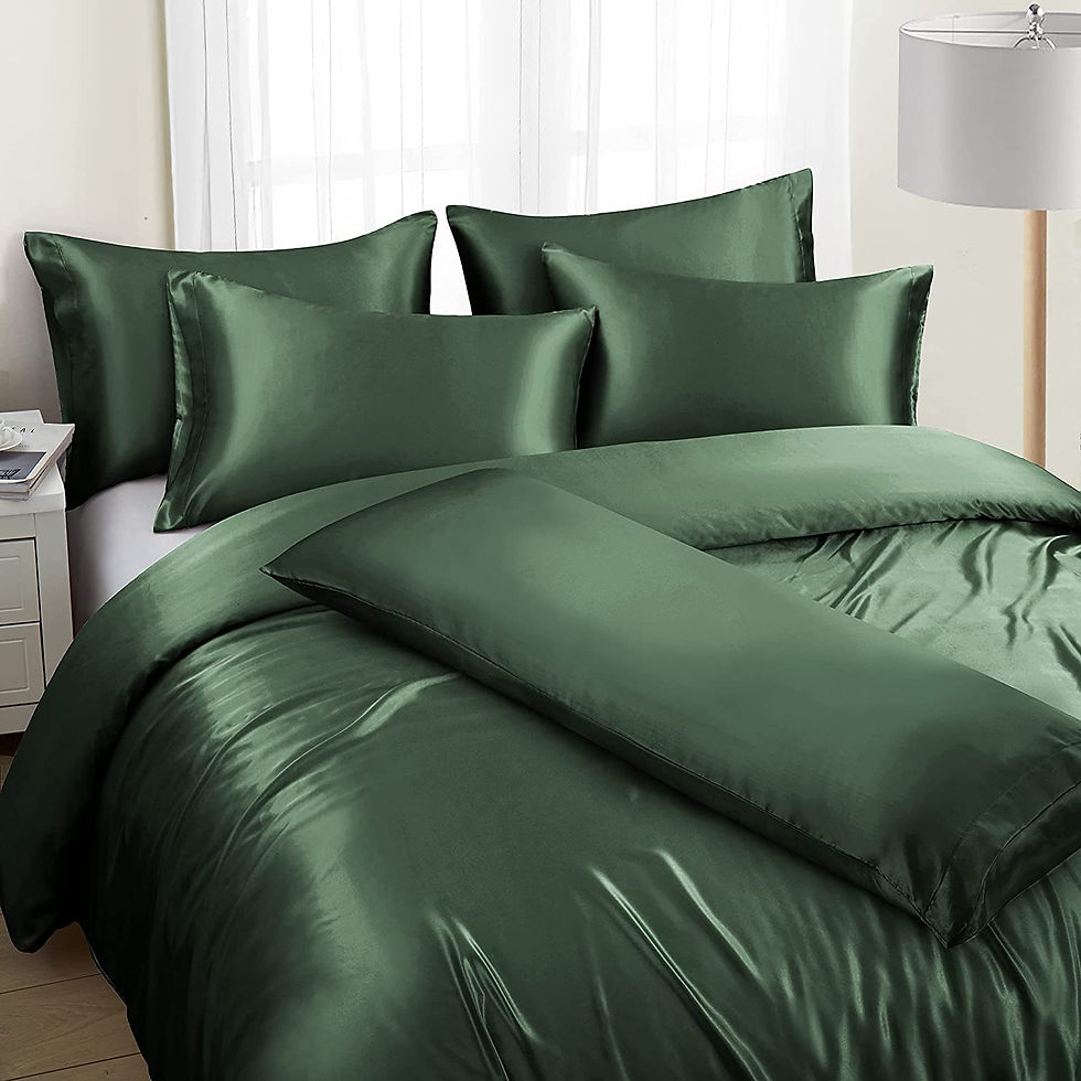 Thumbnail: Ersmak 6 Pieces Satin Duvet Cover Full/Queen Size Luxury Silky Bedding Duvet Co