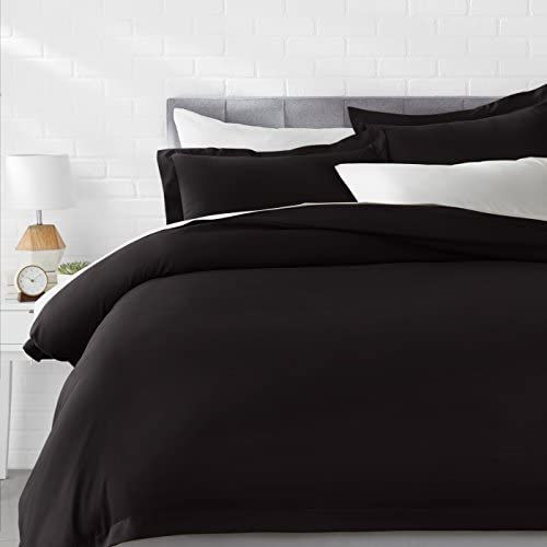 الصورة المصغرة: Amazon Basics Light-Weight Microfiber Duvet Cover Set with Snap Buttons - King,