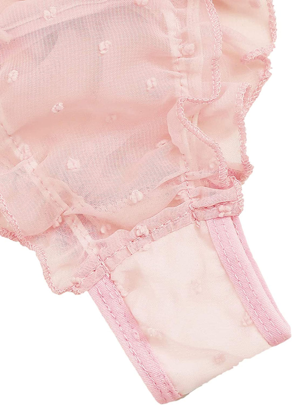 Thumbnail: SheIn Women's Self Tie Ruffle Trim Dobby Mesh Lingerie Set Sexy Bra and Panty