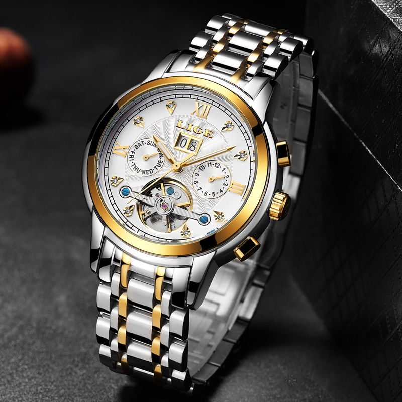 Thumbnail: LIGE Genuine Watch Men Automatic Mechanical Tourbillon Watch Luxury Fashion Sta