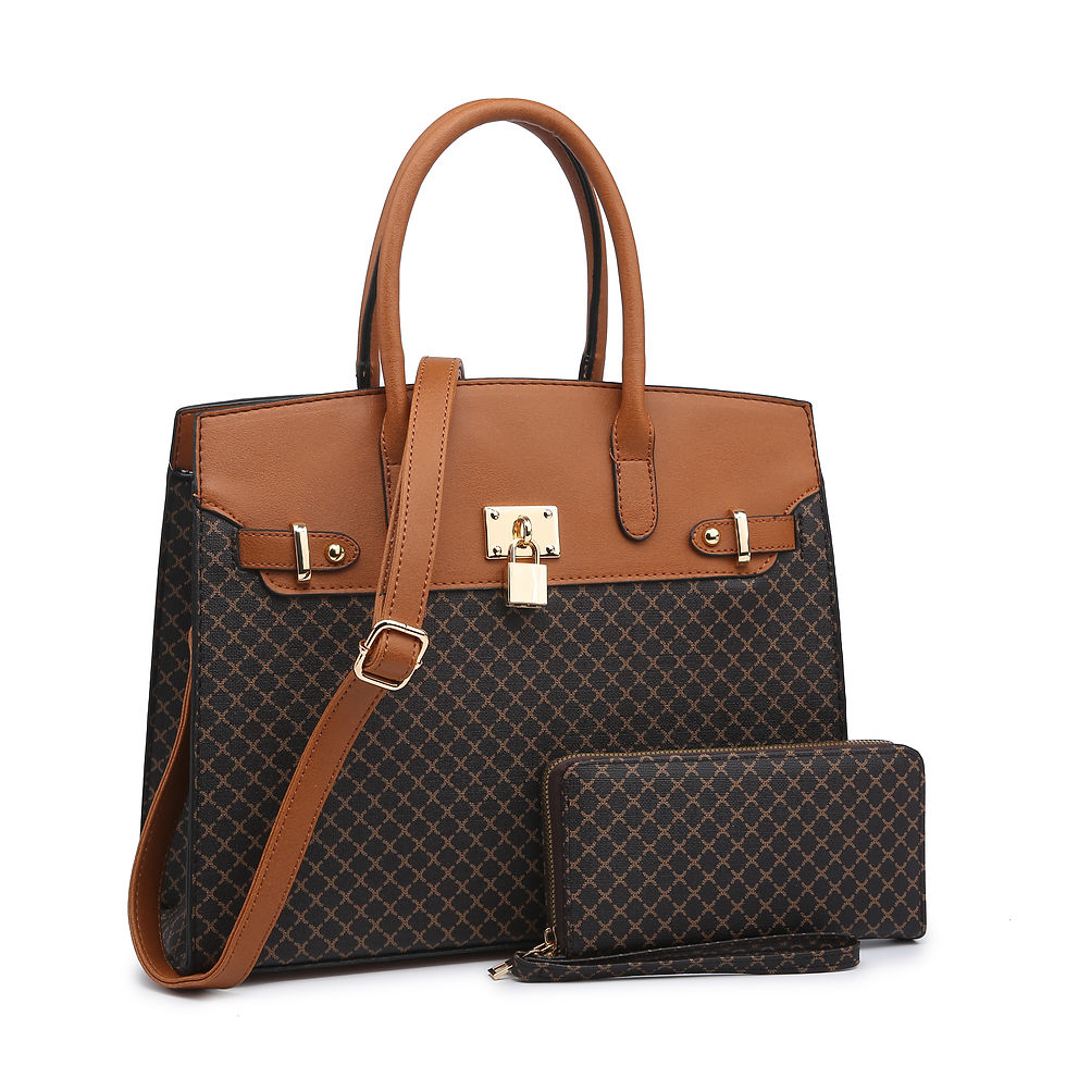 Миниатюра: Poppy Vegan Leather Top Handle Satchel Handbag Tote Bag with Wallet & Shoulder 