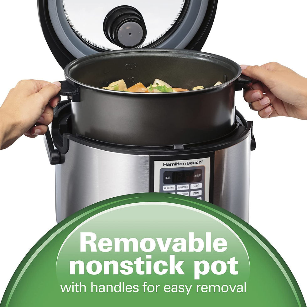 サムネイル： Hamilton-Beach Multi Cooker Rice Cooker, Slow Cooker, Food Steamer 4.5 Quart Ca
