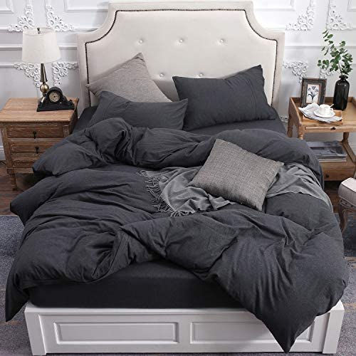 الصورة المصغرة: PURE ERA Jersey Knit Duvet Cover Set 100% T-Shirt Cotton Super Soft Comfy, Soli