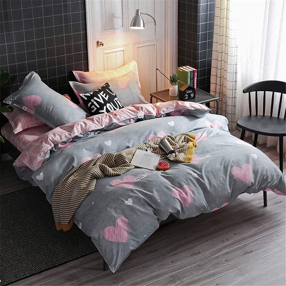 الصورة المصغرة: Xiongfeng Kids Duvet Cover Set Queen Size Girls Peach Fruit Printed Blush Pink 